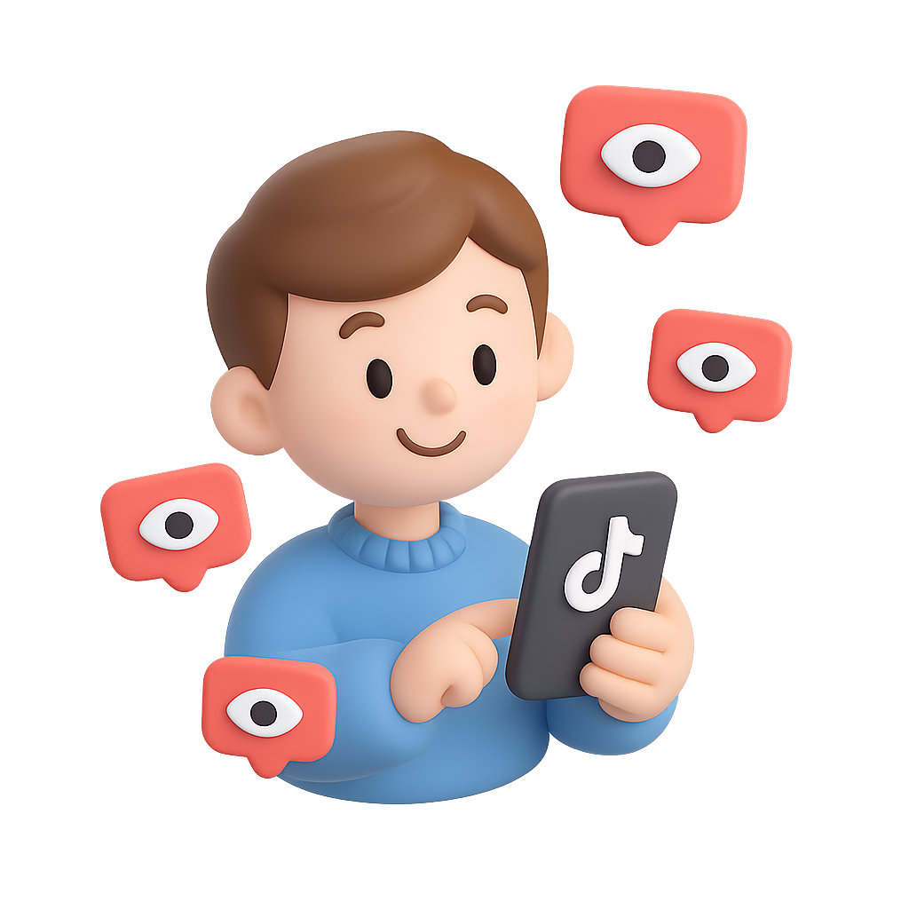 Mobile phone showing TikTok profile with growing views